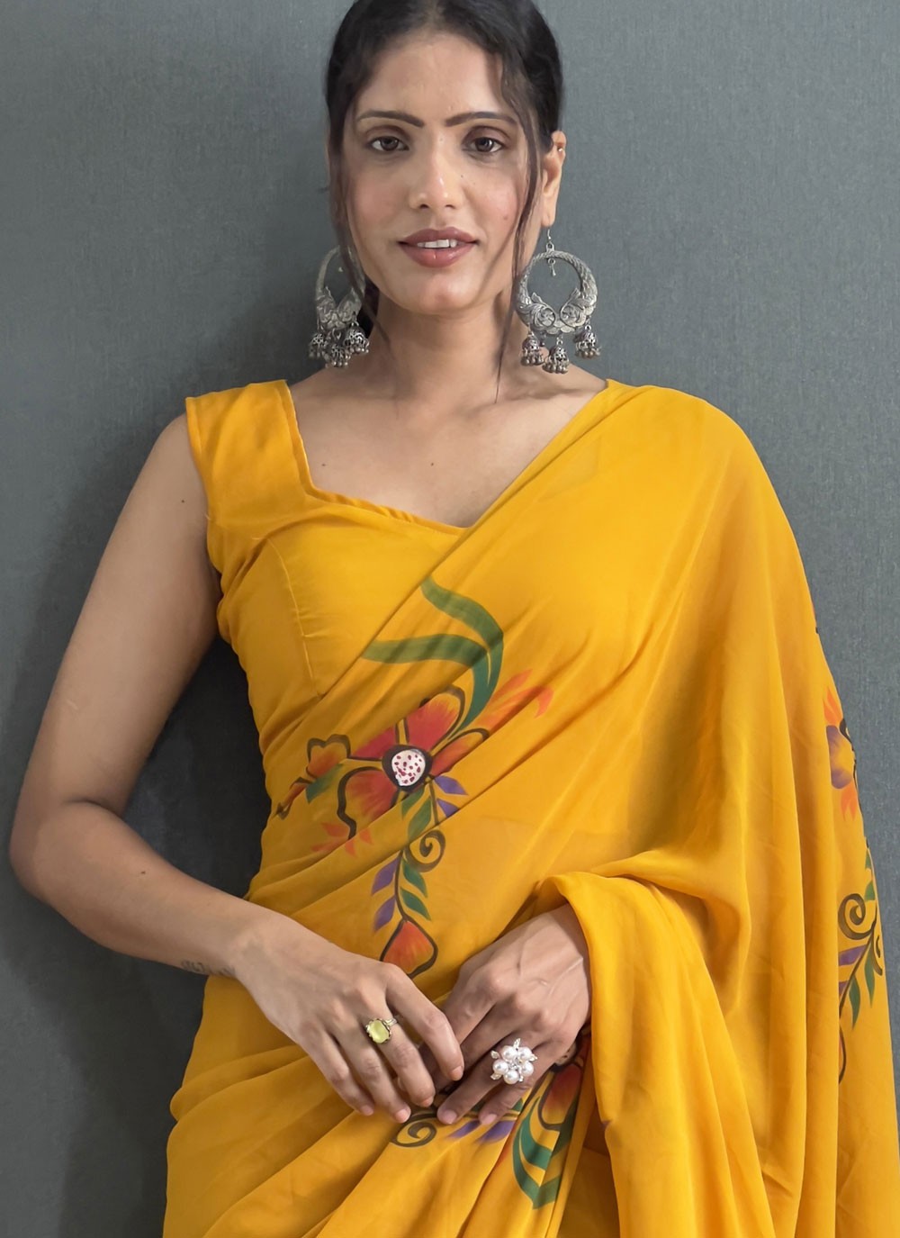 Classic Printed Fancy Fabric Saree - S9100