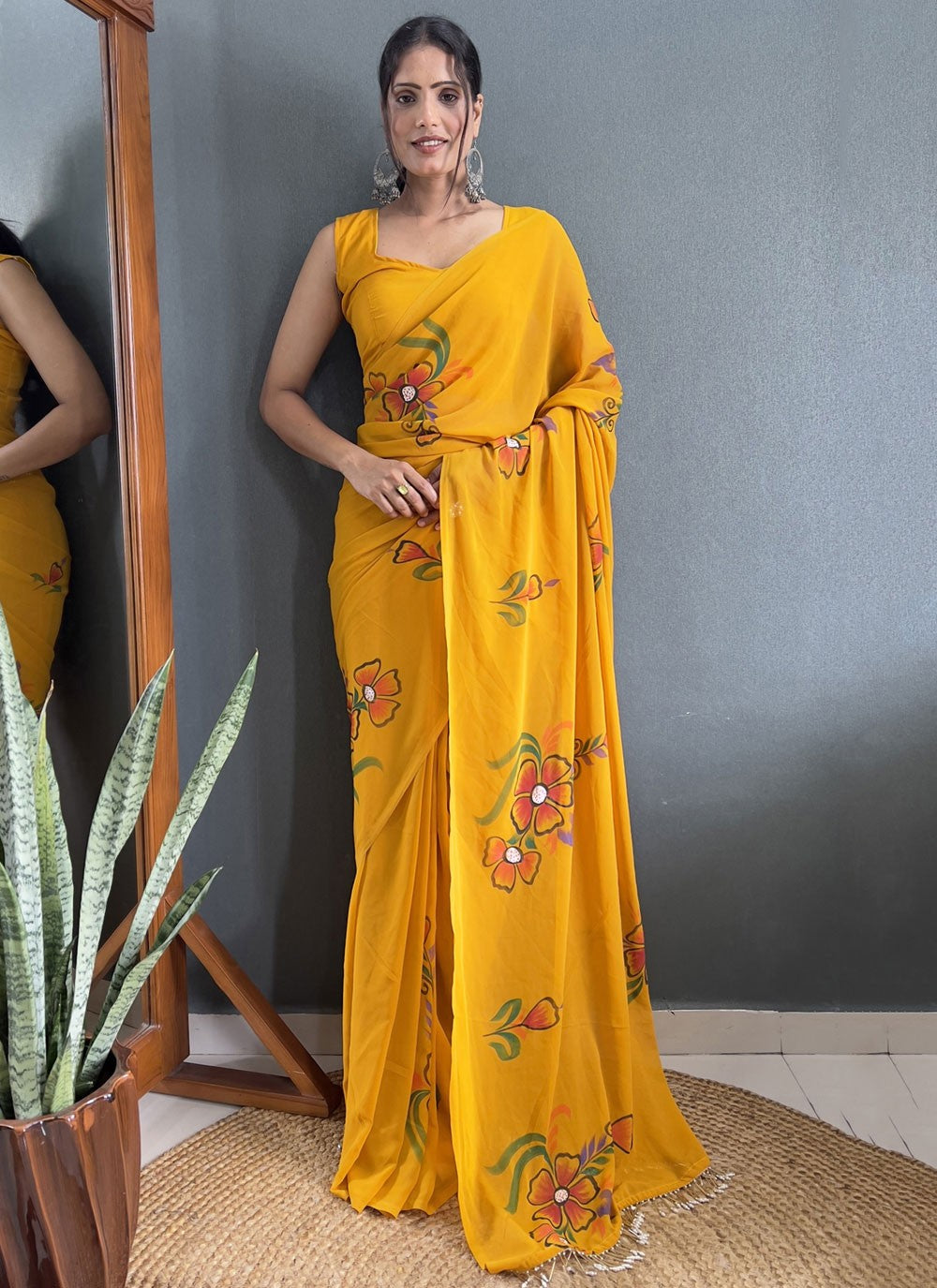 Classic Printed Fancy Fabric Saree - S9100