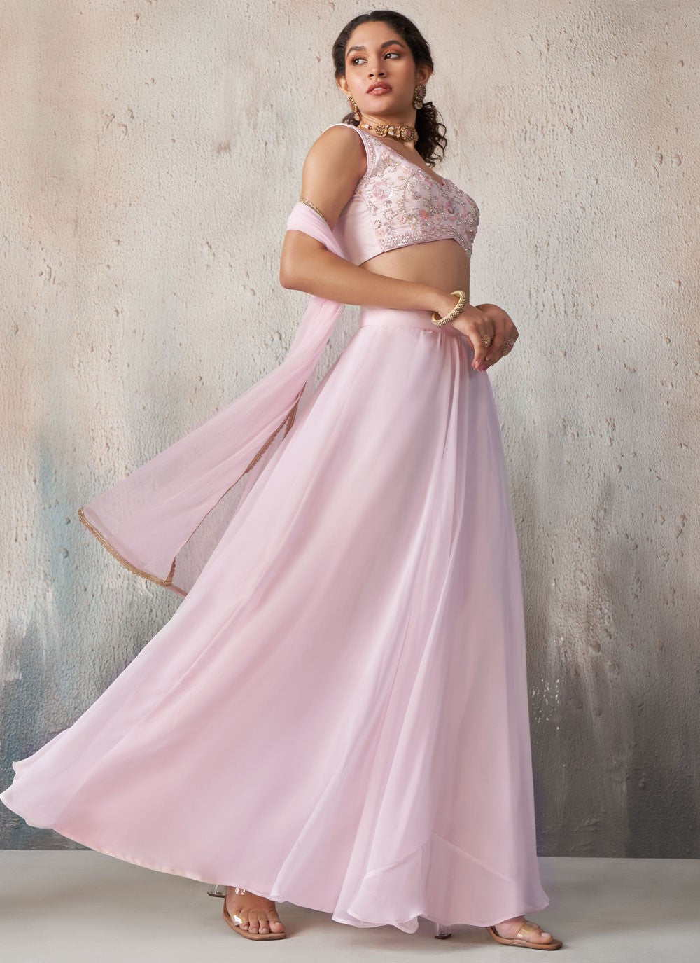 Plain Fancy Fabric Readymade Lehenga Choli - L2713