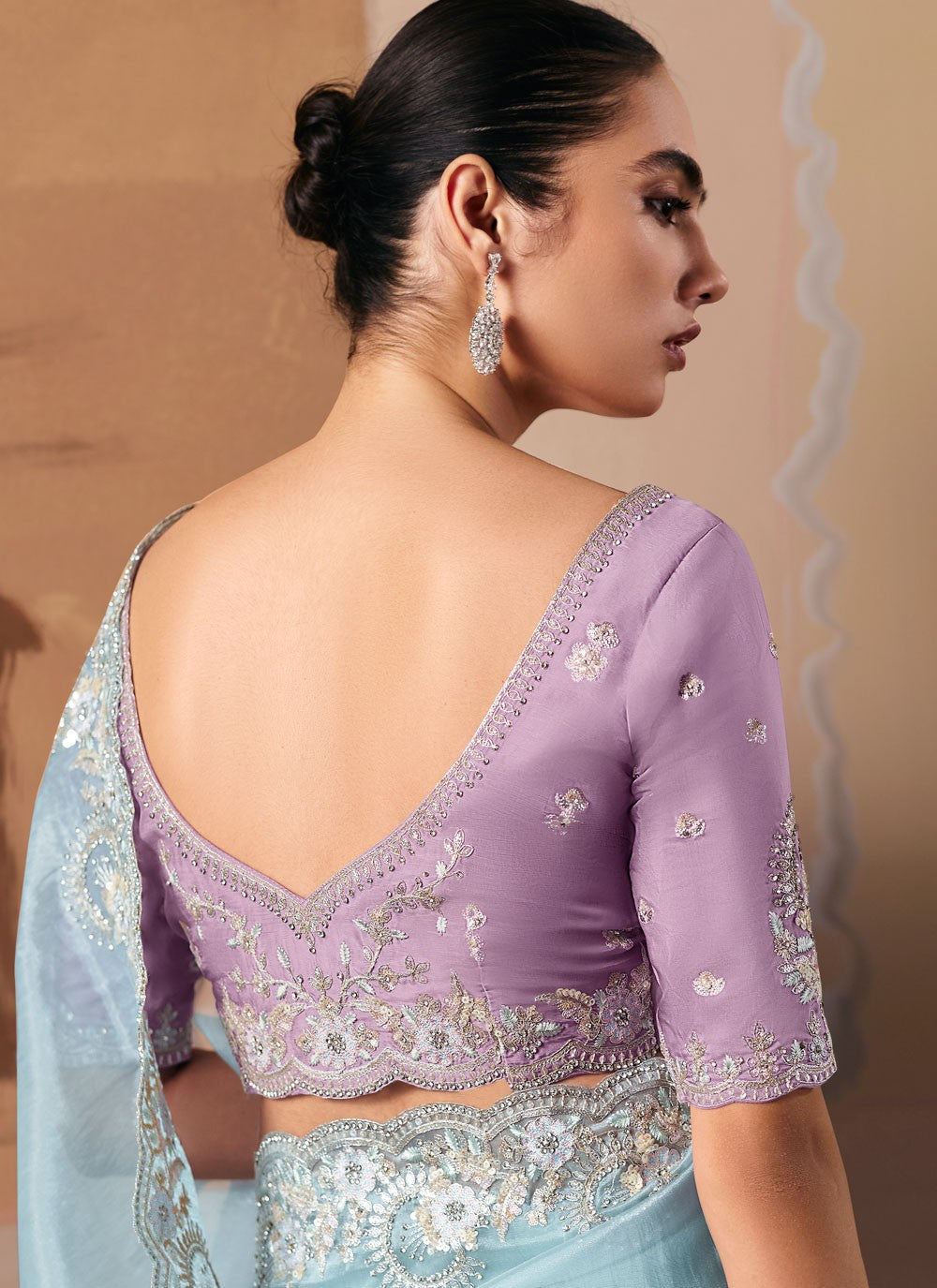 Aqua Blue Fancy Fabric Traditional Saree Embroidered, Sequins S20021