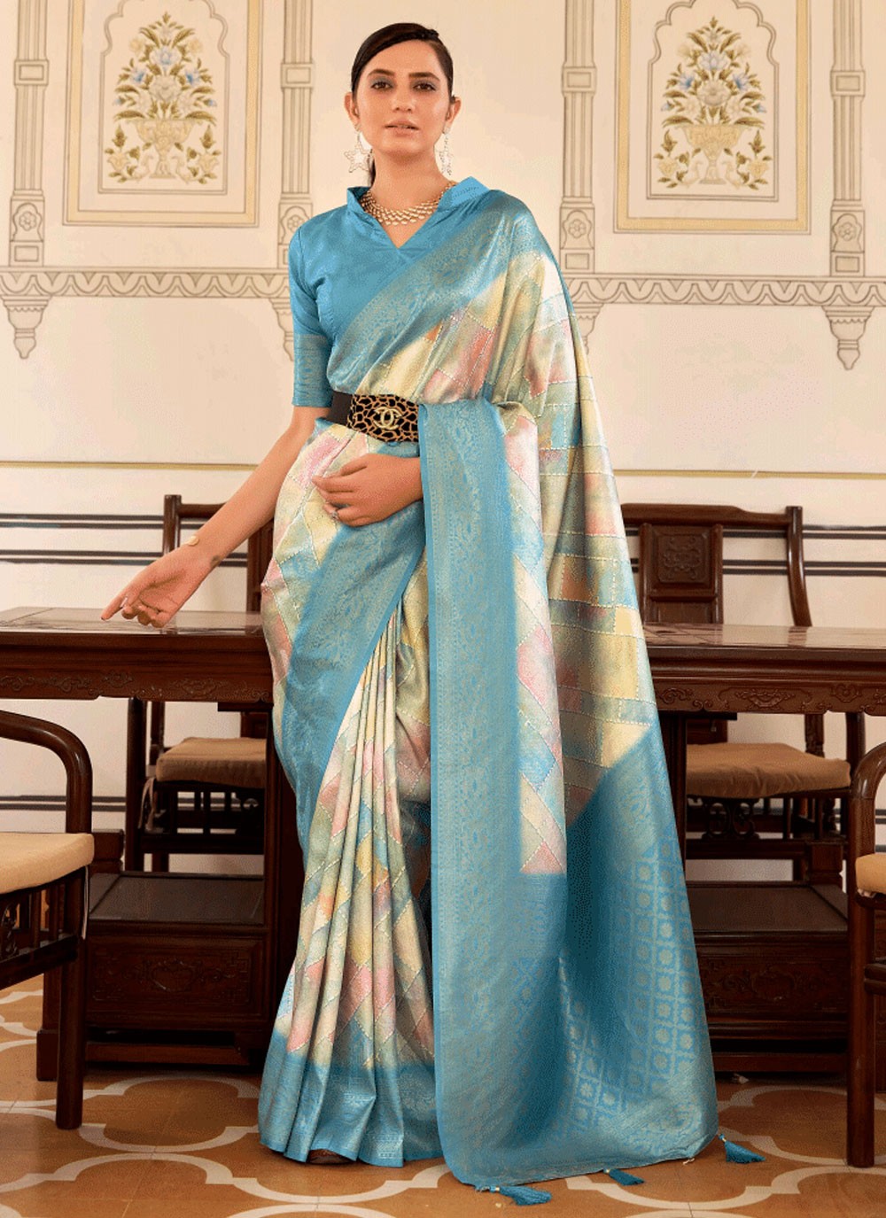Classic Fancy Work Naylon Saree - S6349