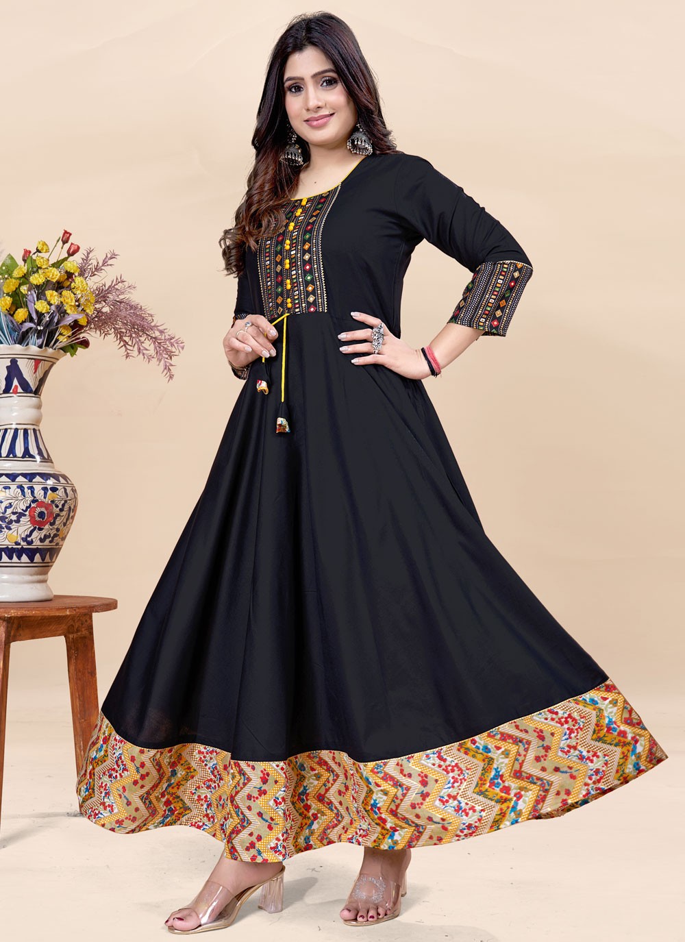 Fancy Work Rayon Gown - G1909