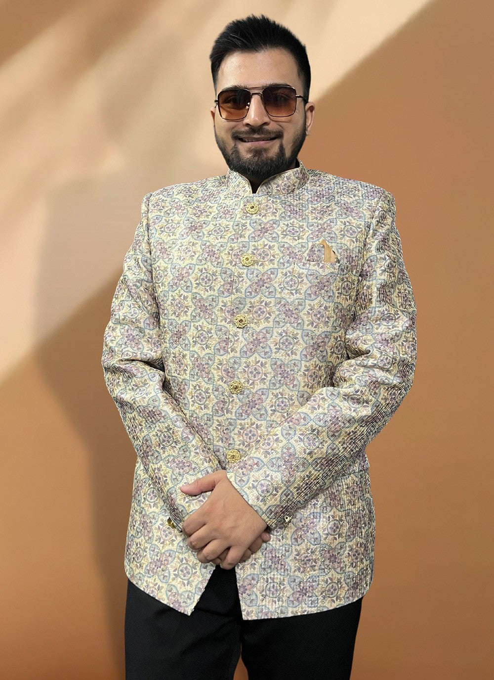 Fancy Work Silk Cream Coats & Blazers - M5576