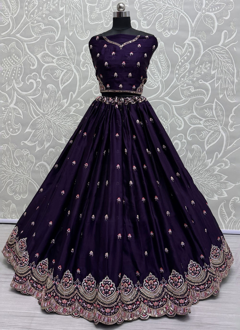 Embroidered Silk A - Line Lehenga - L2842