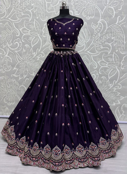 Embroidered Silk A - Line Lehenga - L2842