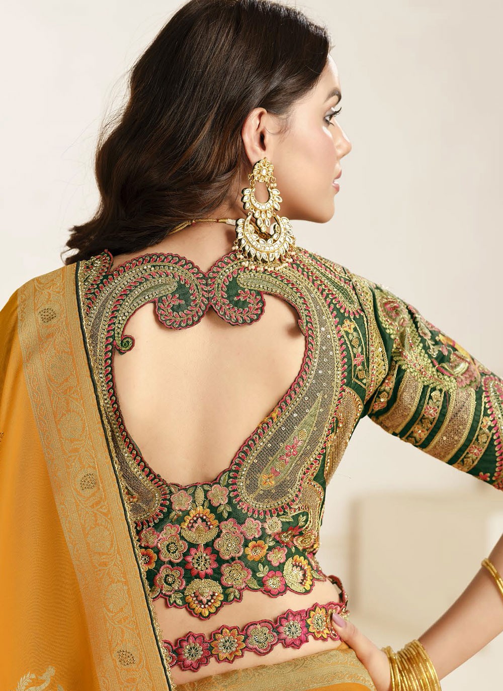 Mustard Silk Traditional Saree Fancy Work, Weaving Zari, Zari S18844