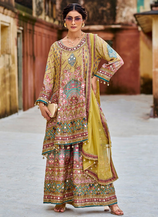 Digital Print Faux Chiffon Multi Colour Salwar Suit T6560