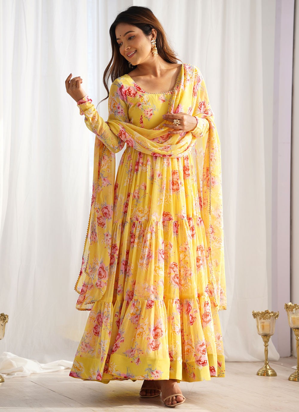 Digital Print Faux Georgette Anarkali - T4601