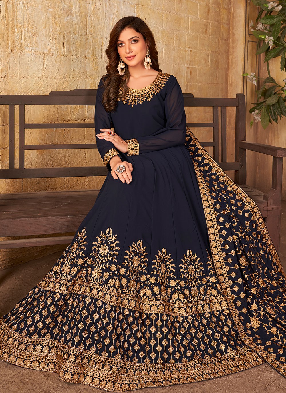 Faux Georgette Anarkali - T806
