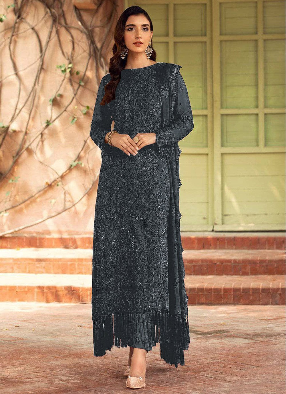 Faux Georgette Straight Suit - T919