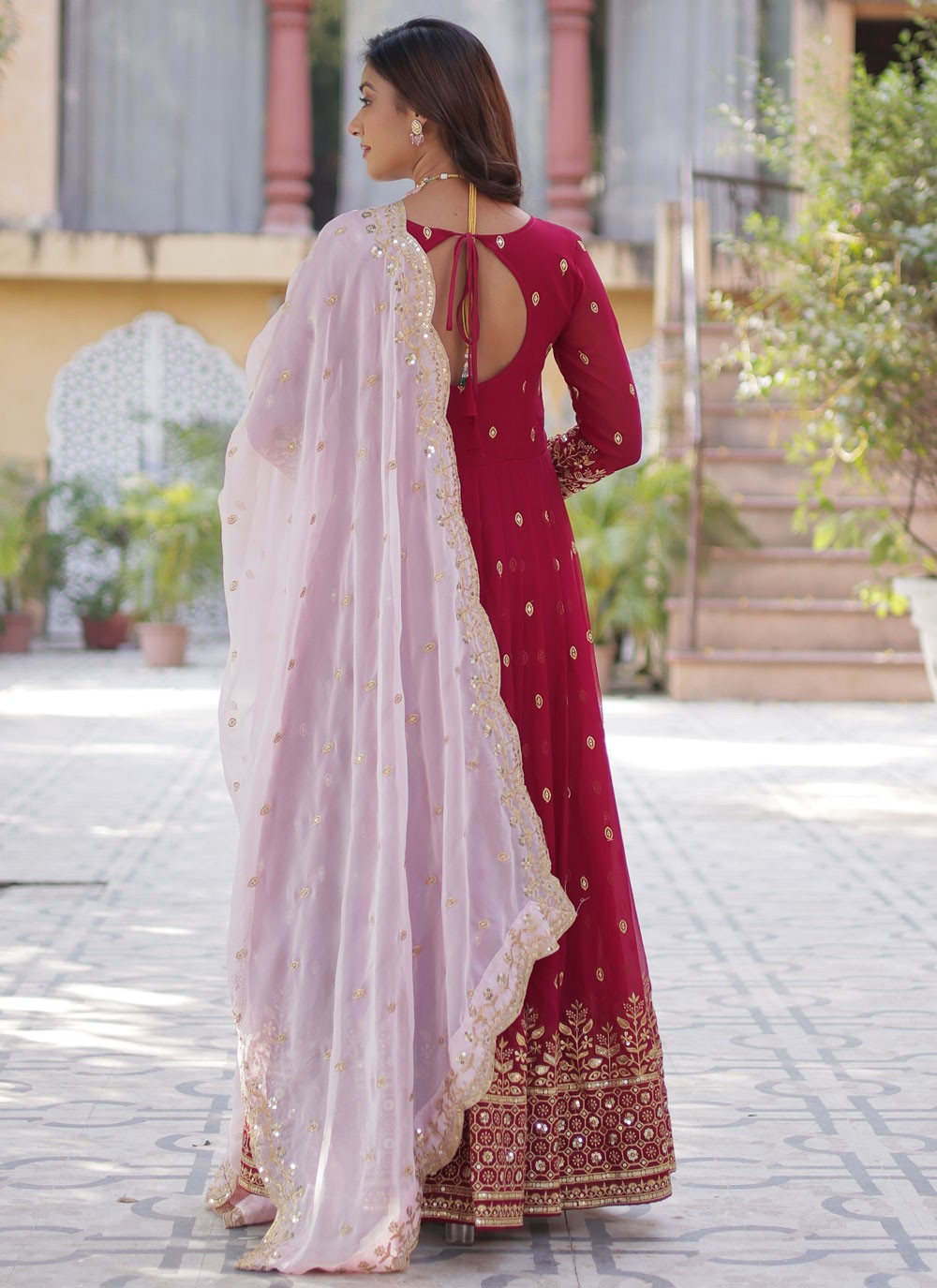 Embroidered Faux Georgette Gown - G1943
