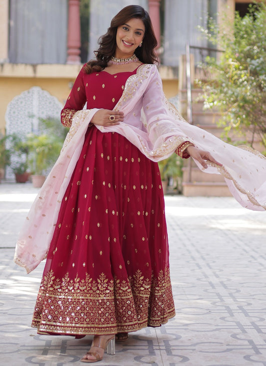 Embroidered Faux Georgette Gown - G1943