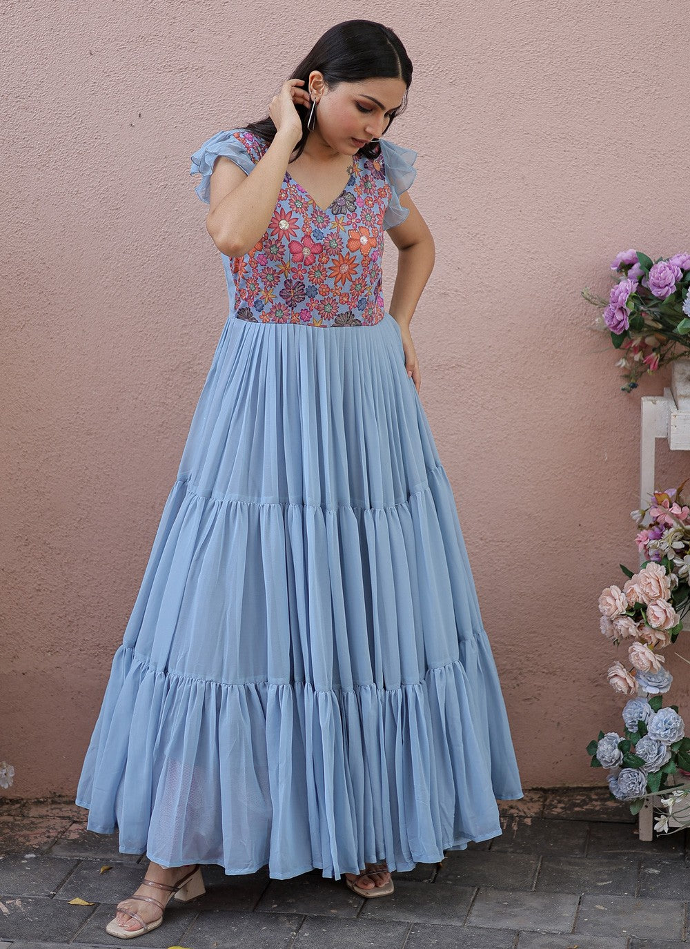 Faux Georgette Gown - G1178