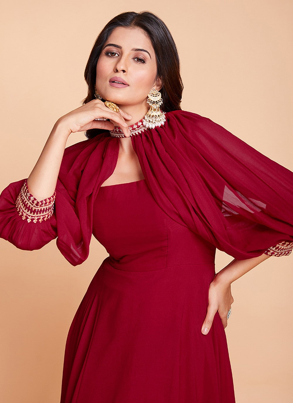 Faux Georgette Gown - G1158