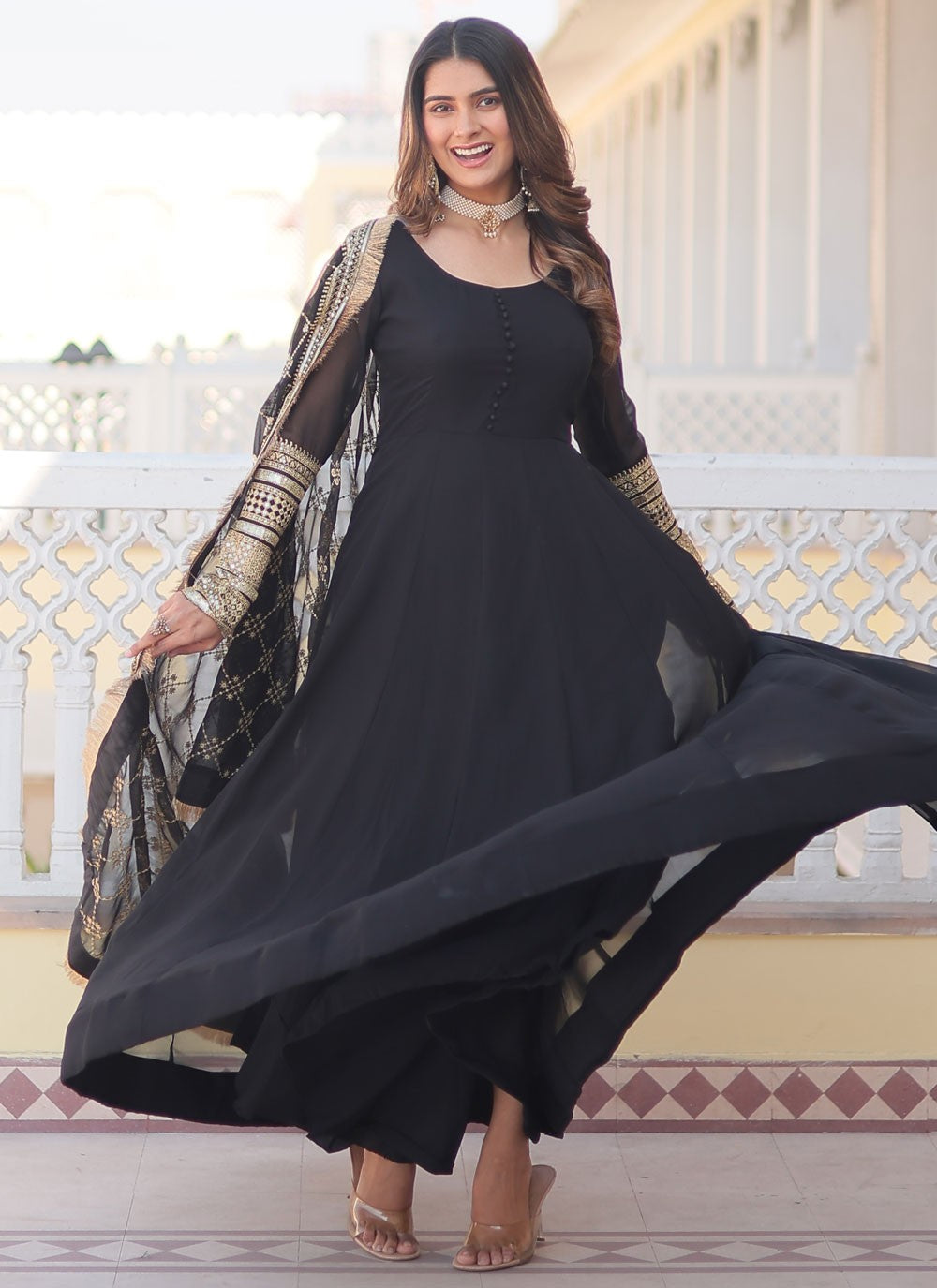 Faux Georgette Gown - G1258