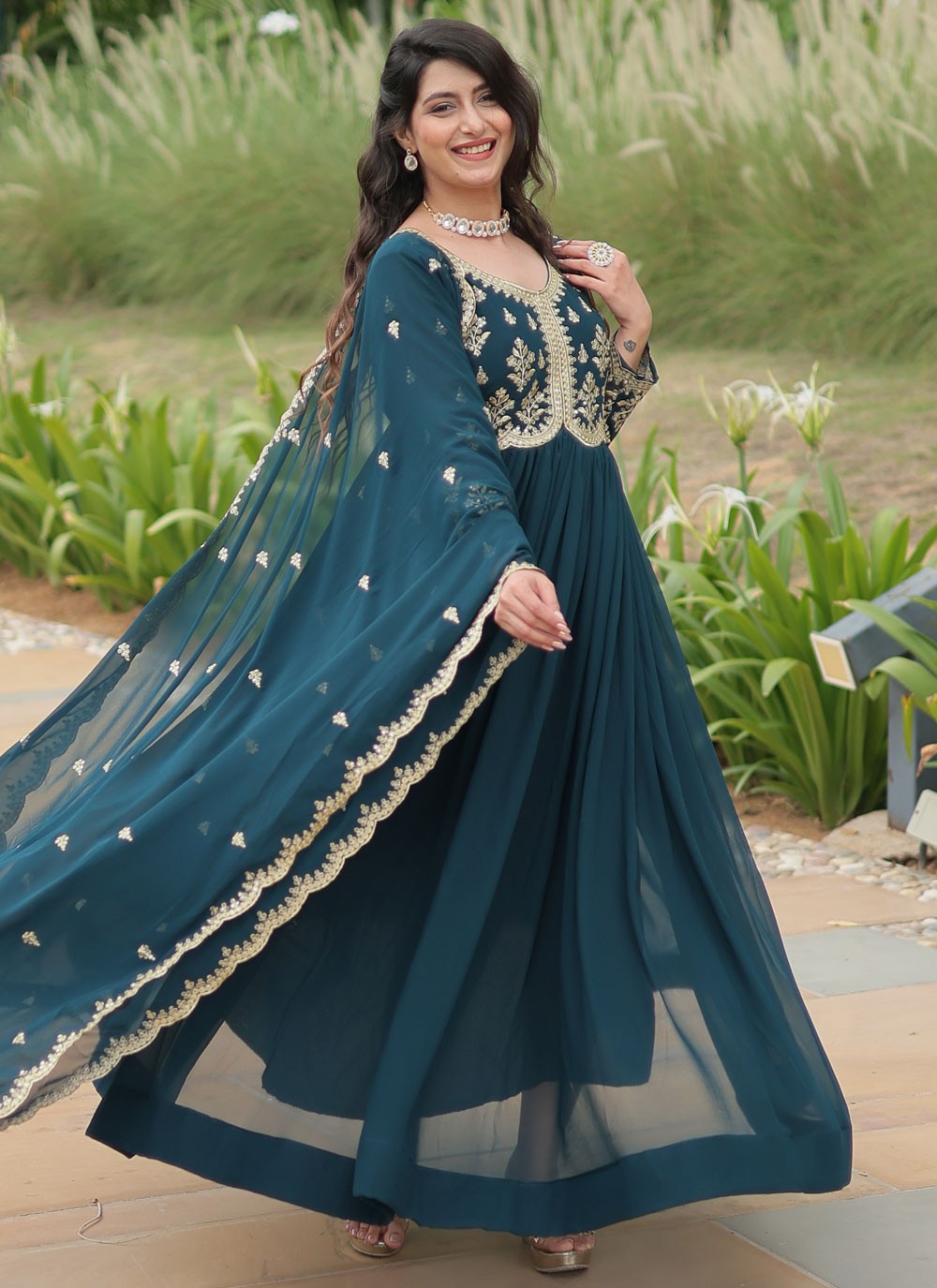 Faux Georgette Gown - G1687