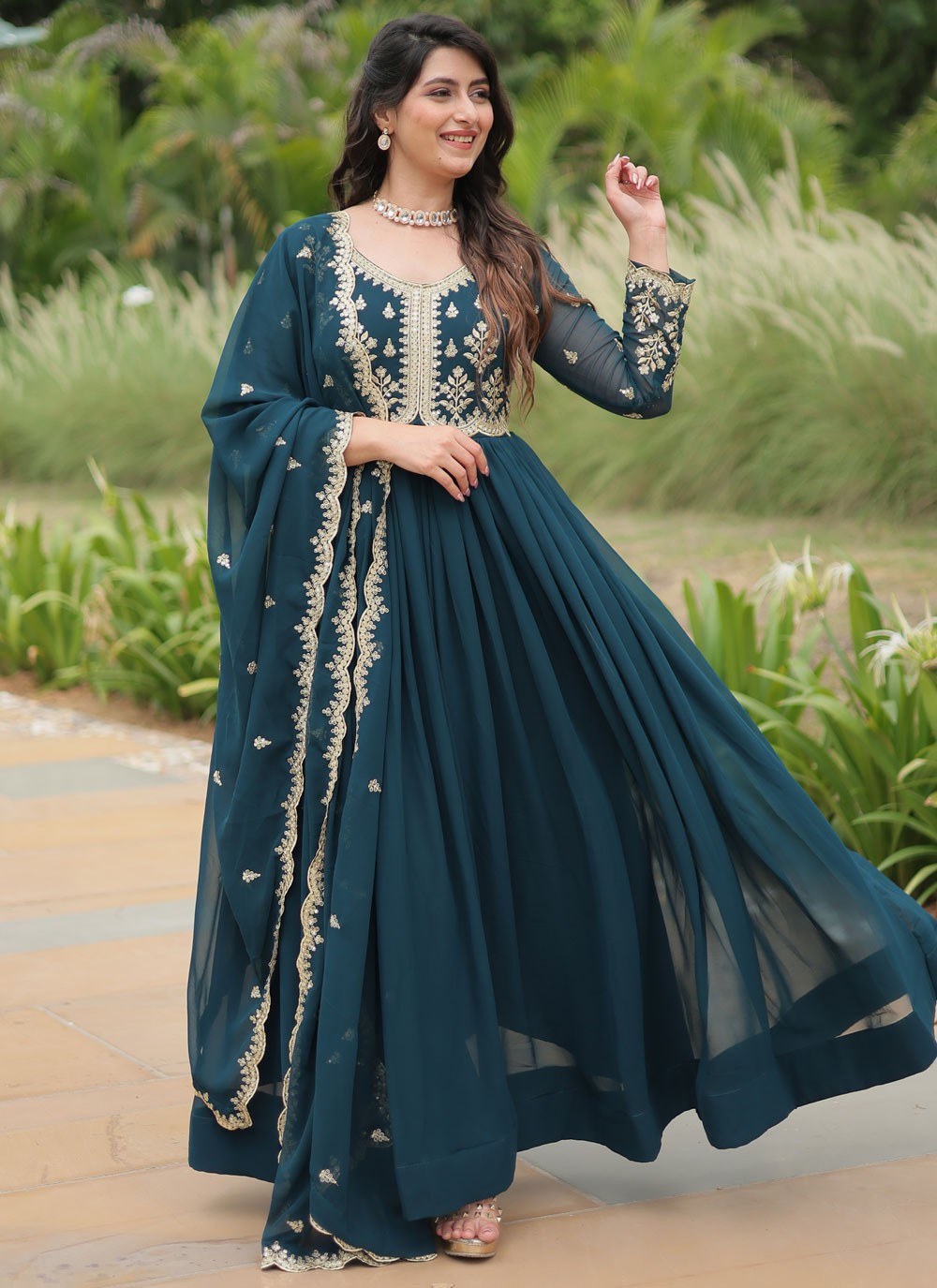 Faux Georgette Gown - G1687