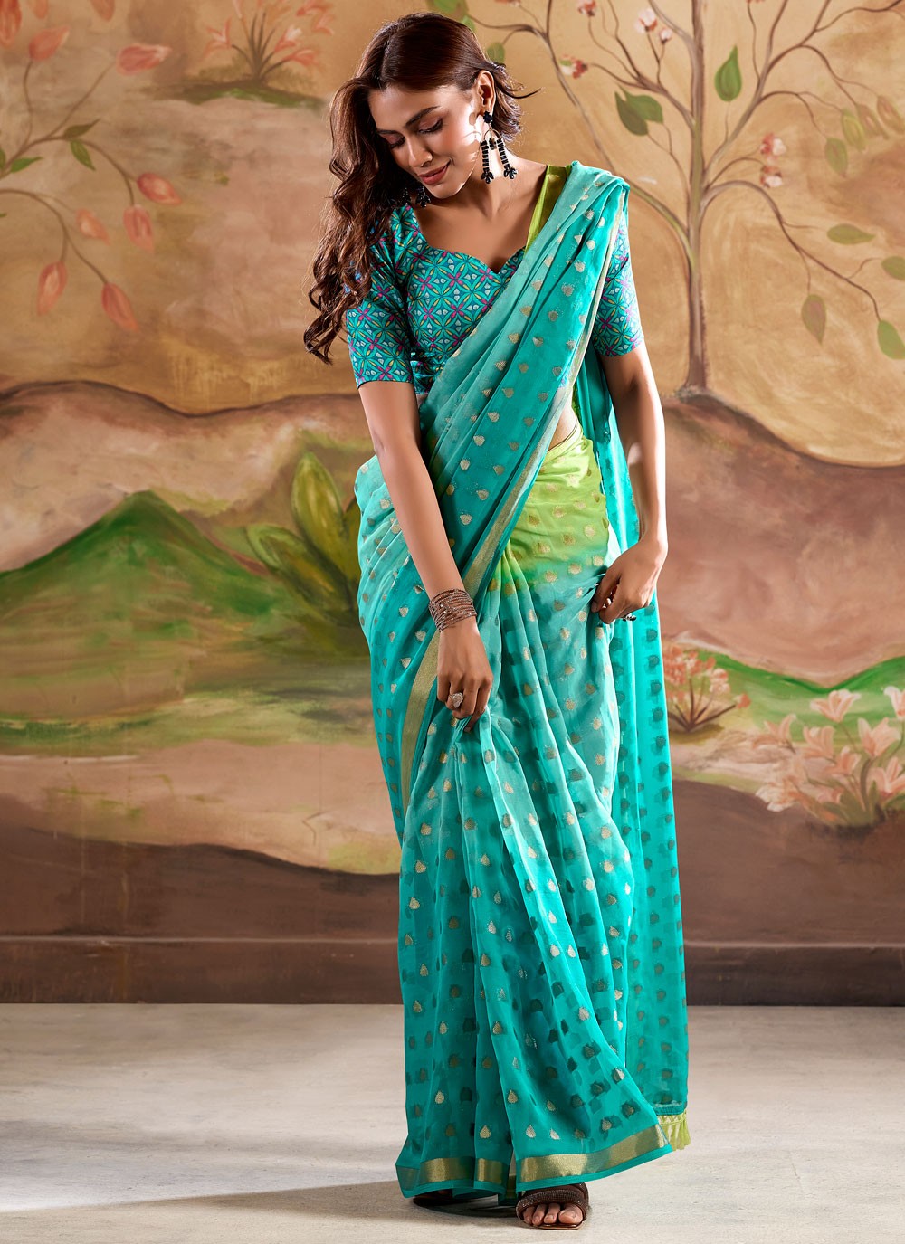 Classic Border Work Georgette Saree - S8256