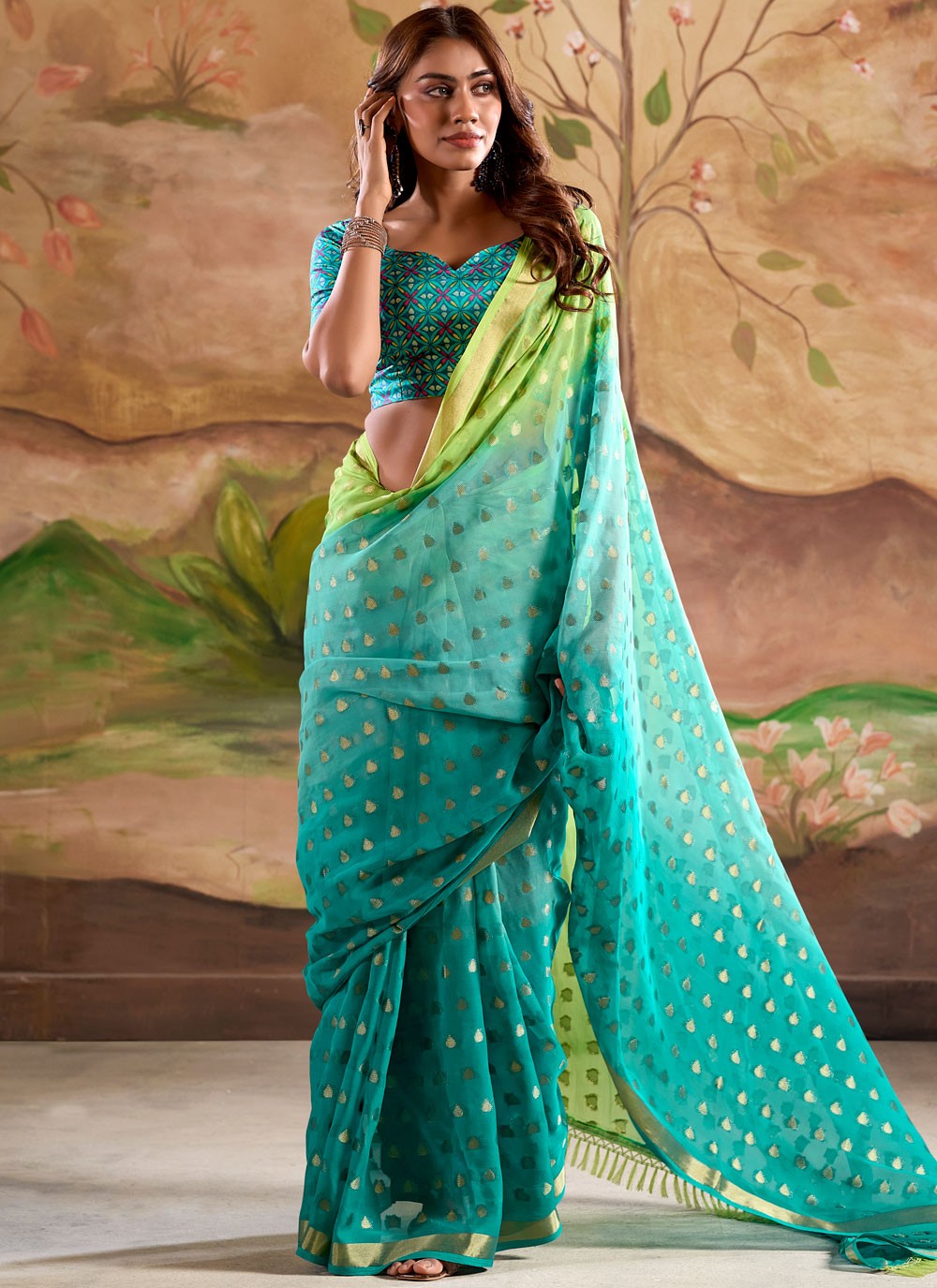 Classic Border Work Georgette Saree - S8256