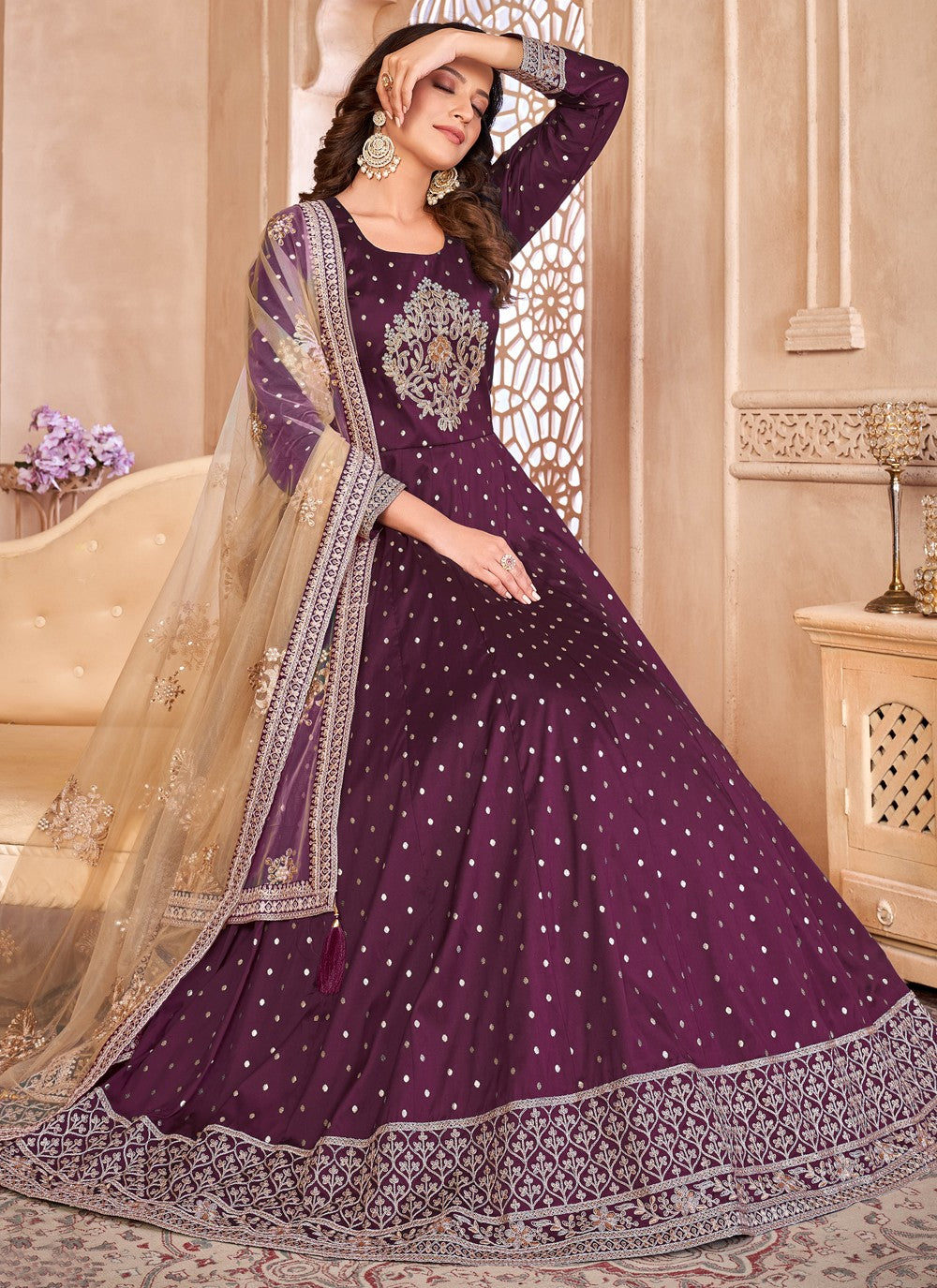 Tafeta Silk Salwar Suit - T1276