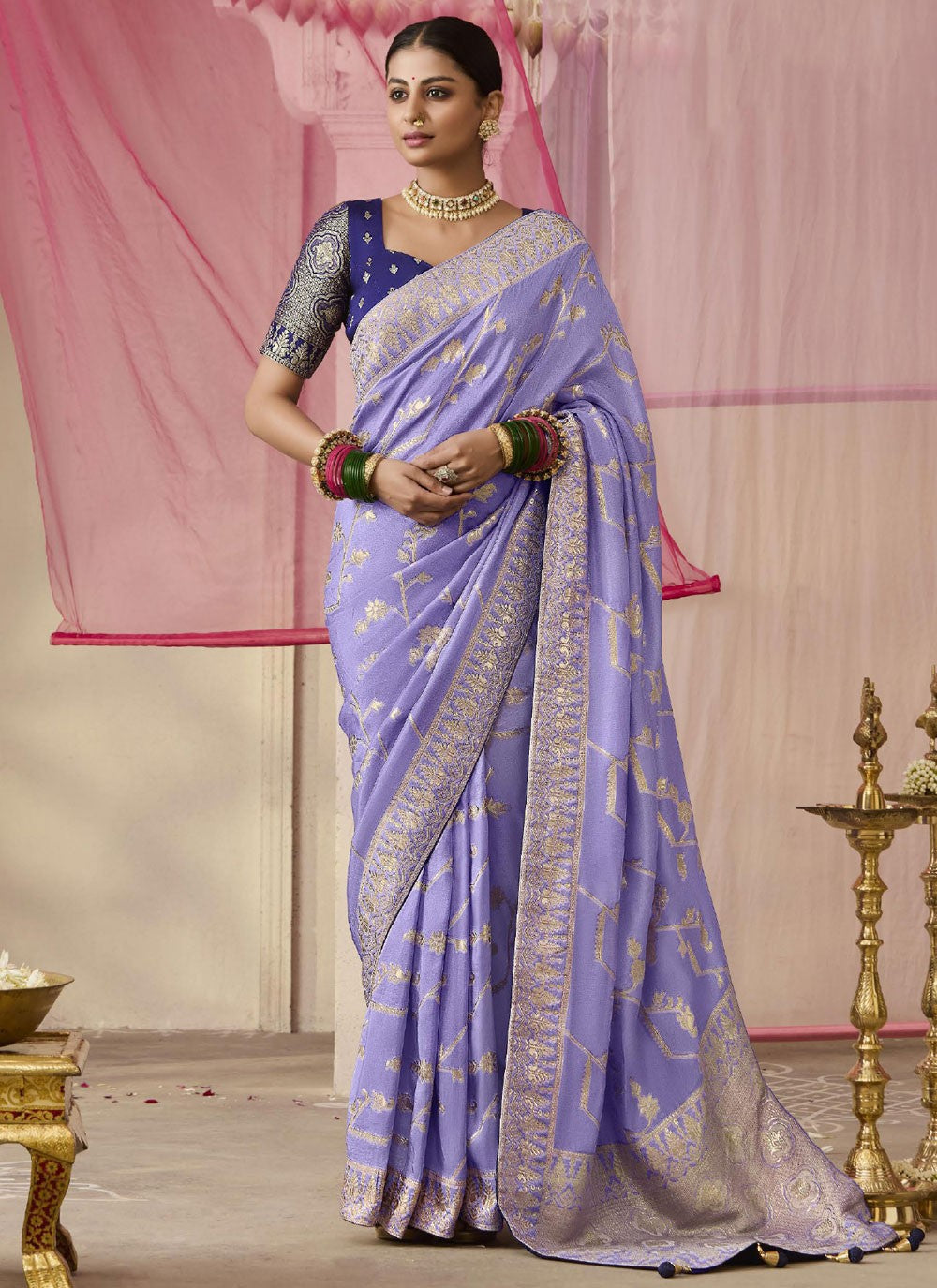 Contemporary Floral Printed Viscose Saree - S7804