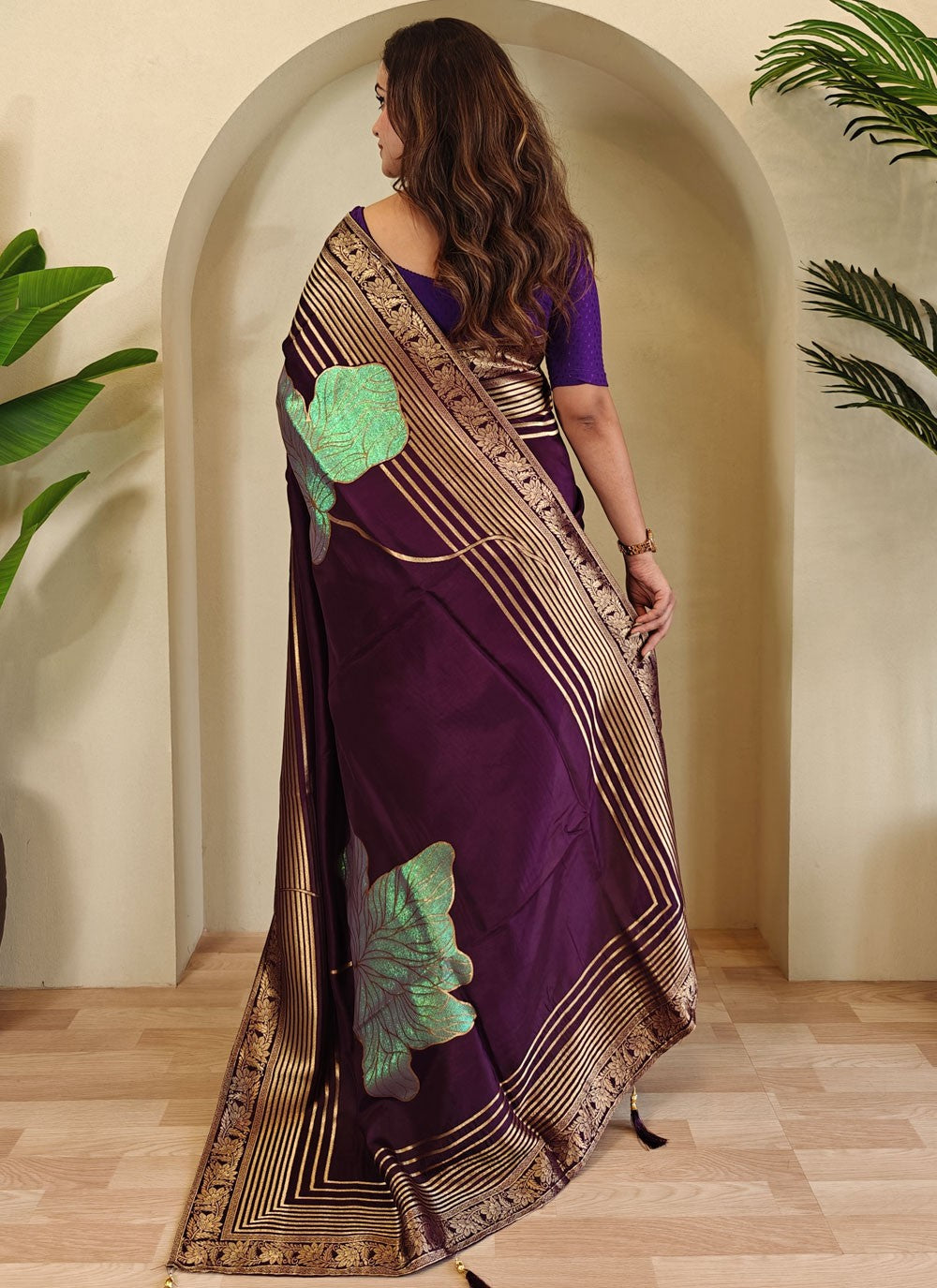 Fancy Work Silk Purple Traditional Saree S15638