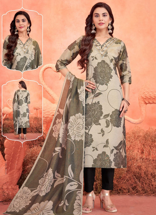 Salwar Suit Embroidered Beige Shimmer T5152