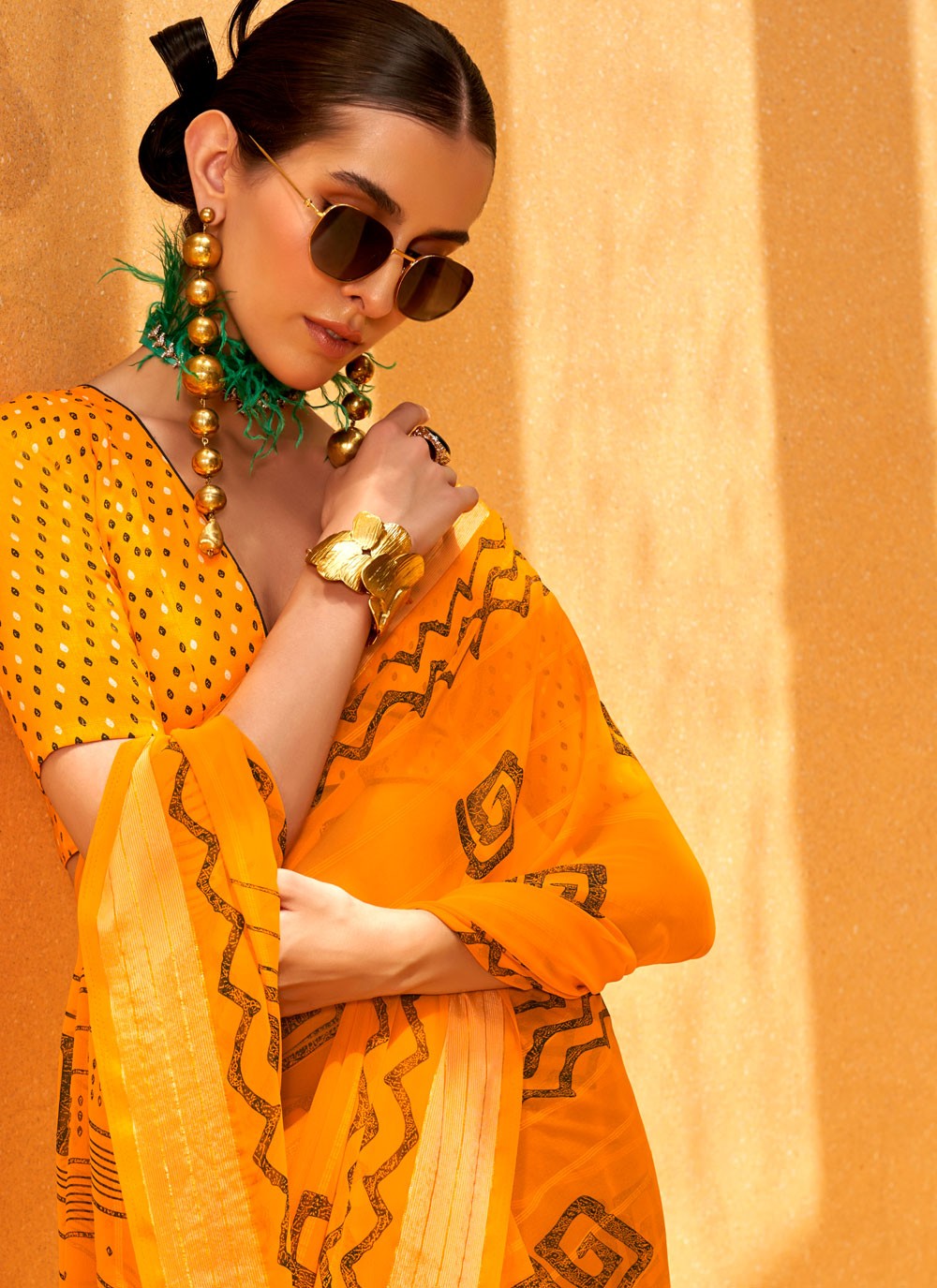 Classic Foliage Prints Georgette Saree - S7929