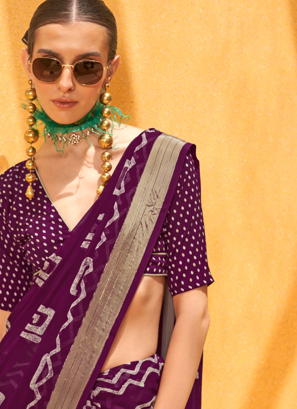 Classic Foliage Prints Georgette Saree - S7929