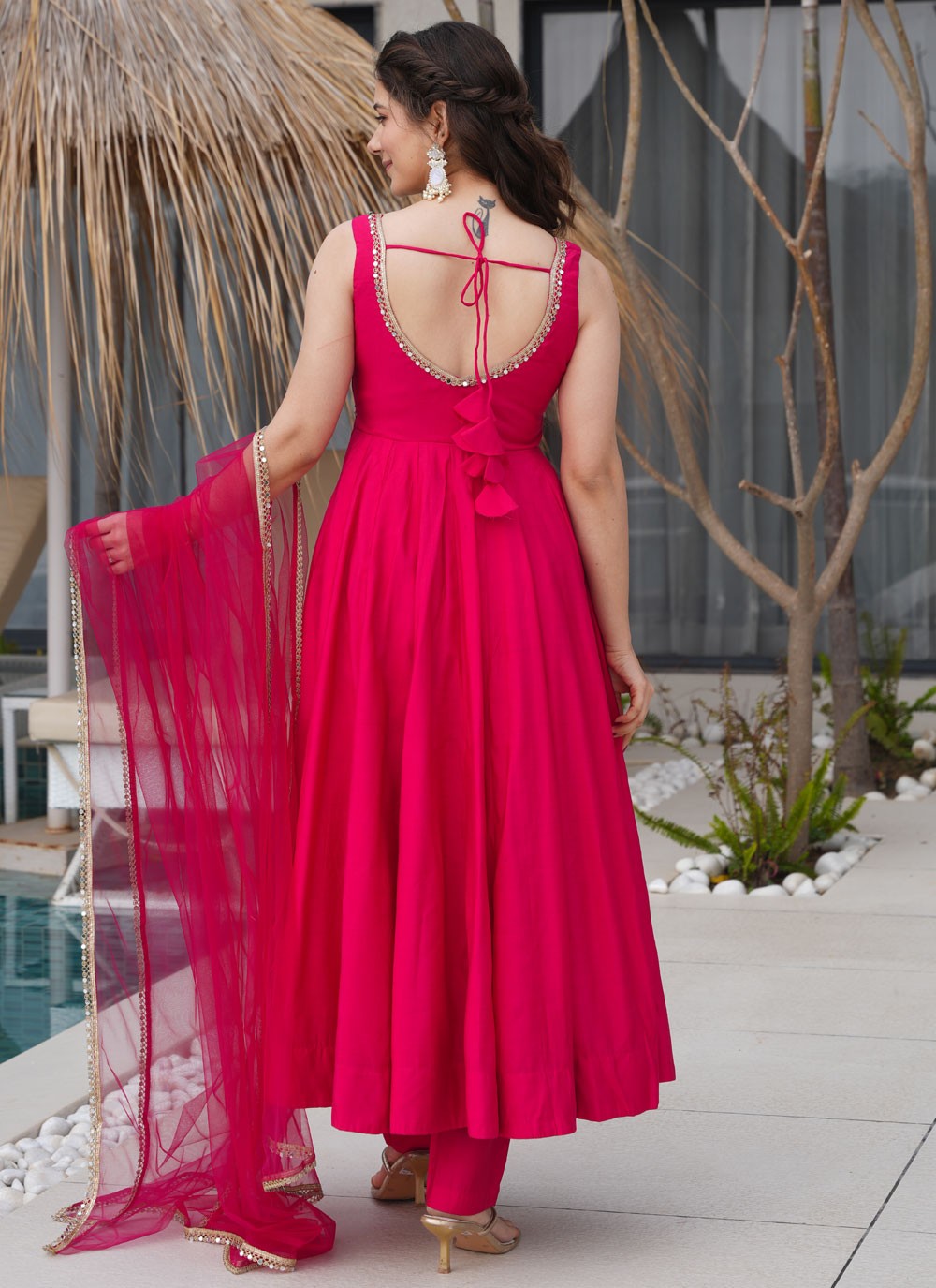 Anarkali Lace Fuchsia T8307