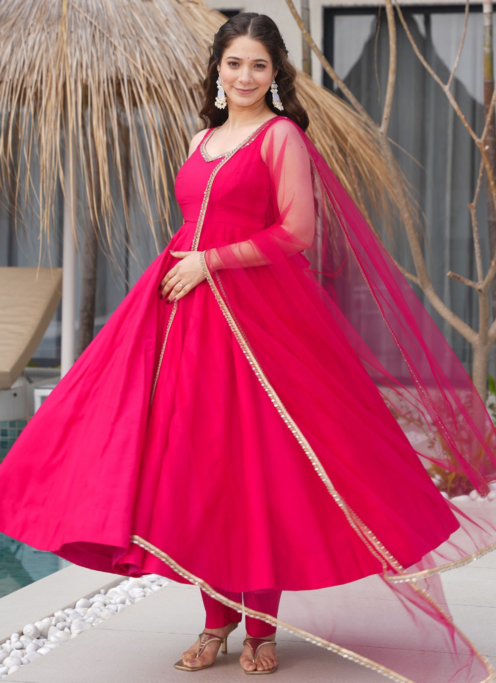 Anarkali Lace Fuchsia T8307