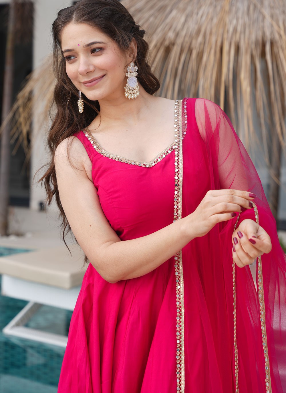 Anarkali Lace Fuchsia T8307