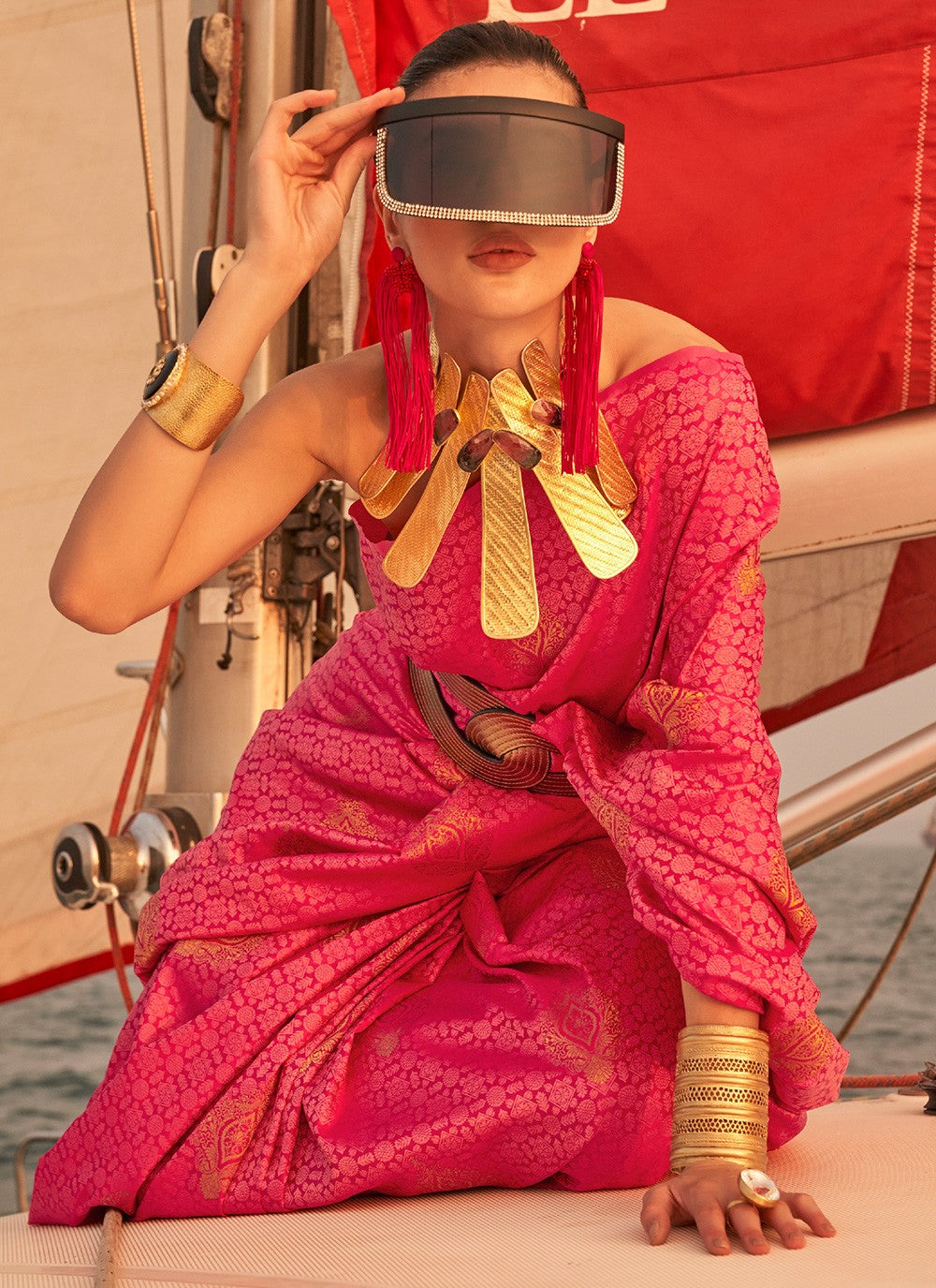 Trendy Weaving Zari Satin Saree - S3256