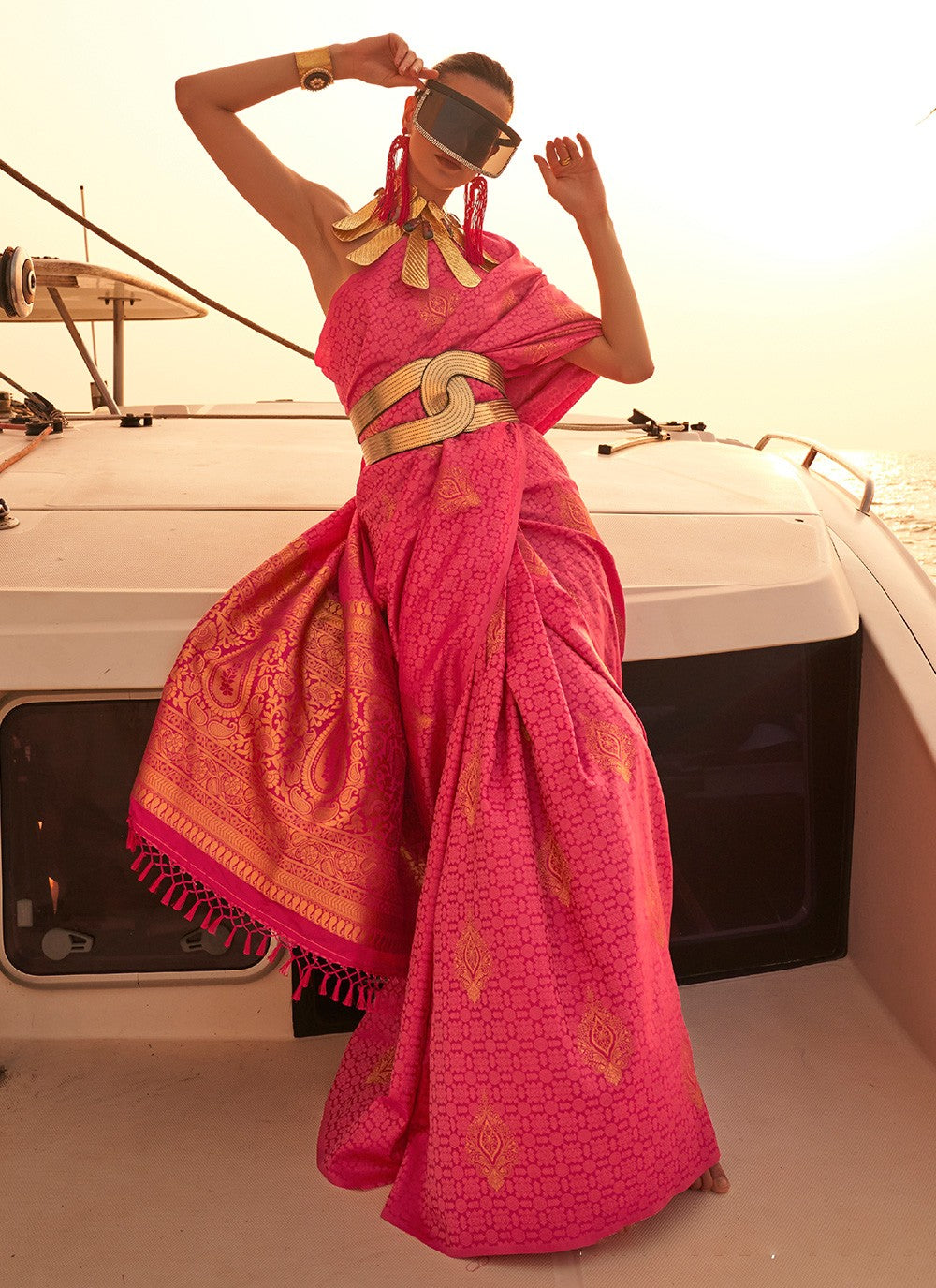 Trendy Weaving Zari Satin Saree - S3256