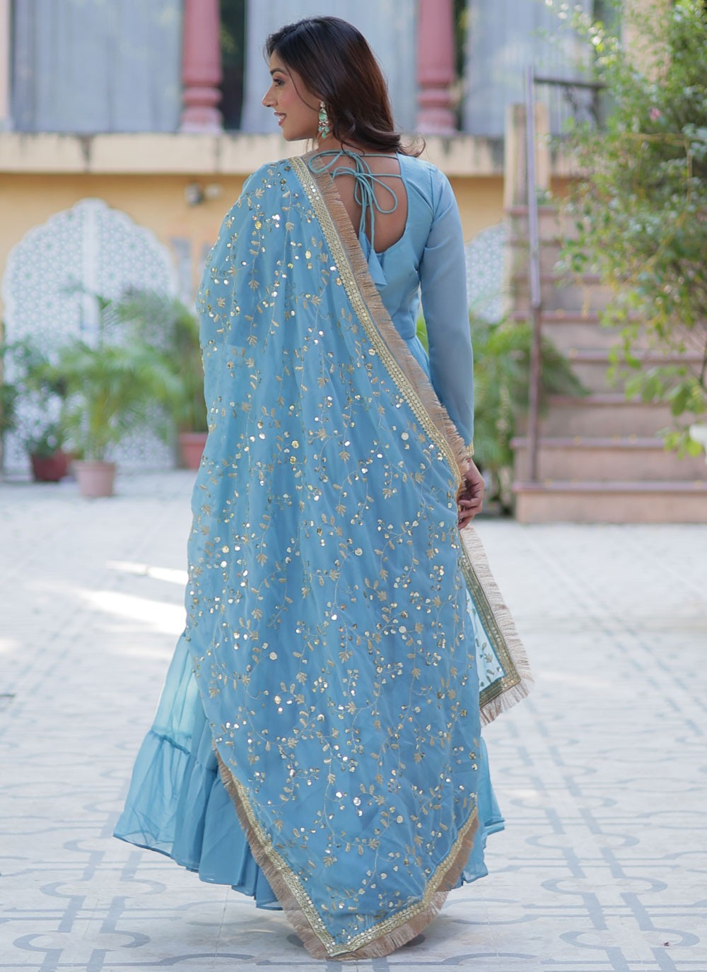 Embroidered Georgette Gown - G1929