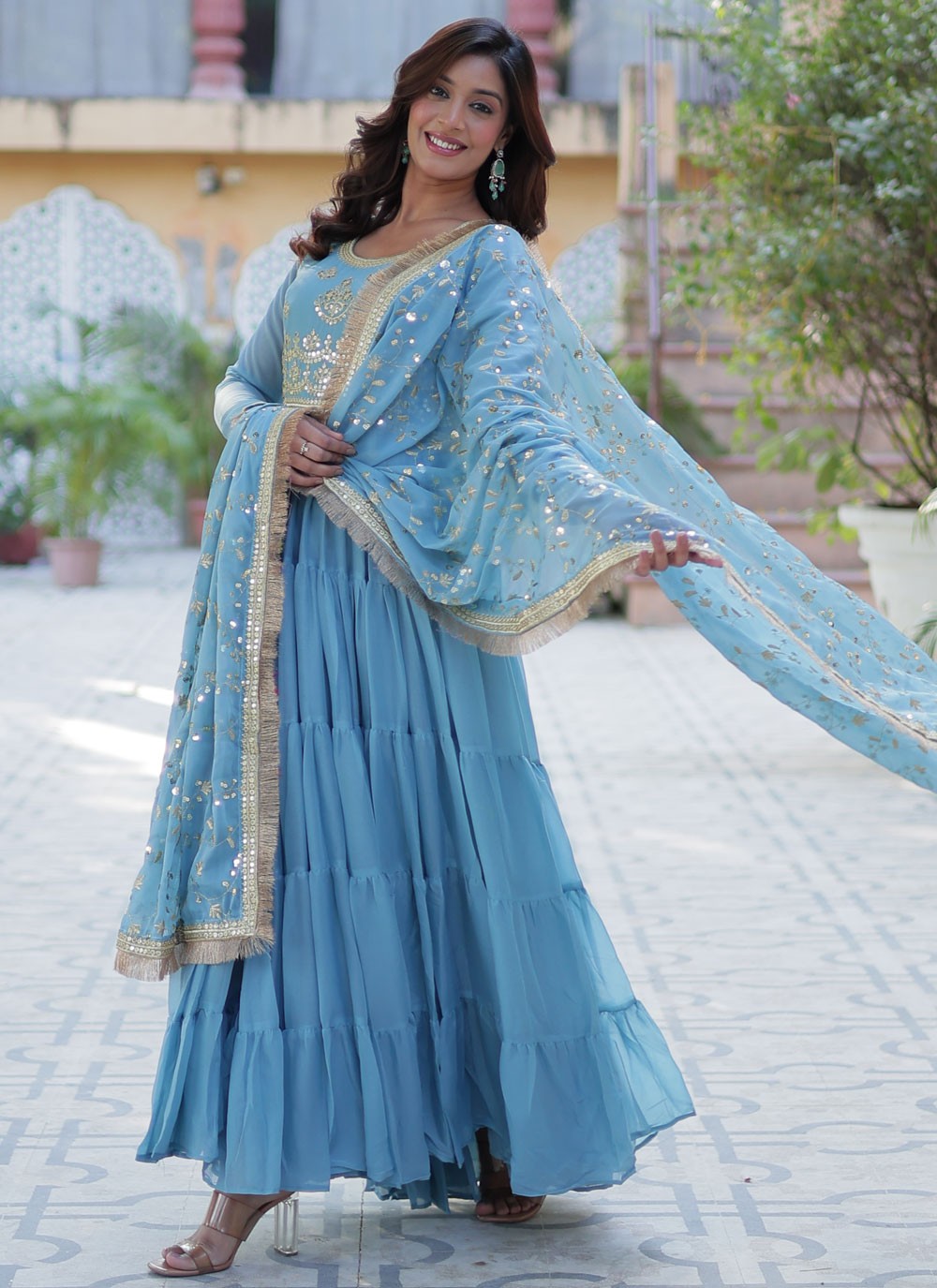 Embroidered Georgette Gown - G1929