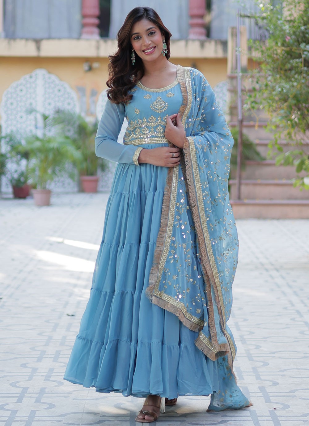 Embroidered Georgette Gown - G1929