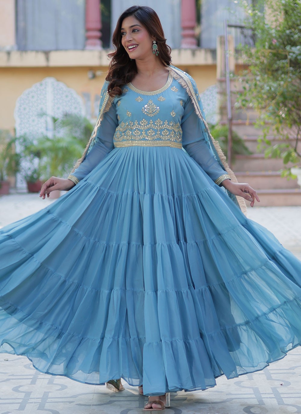 Embroidered Georgette Gown - G1929