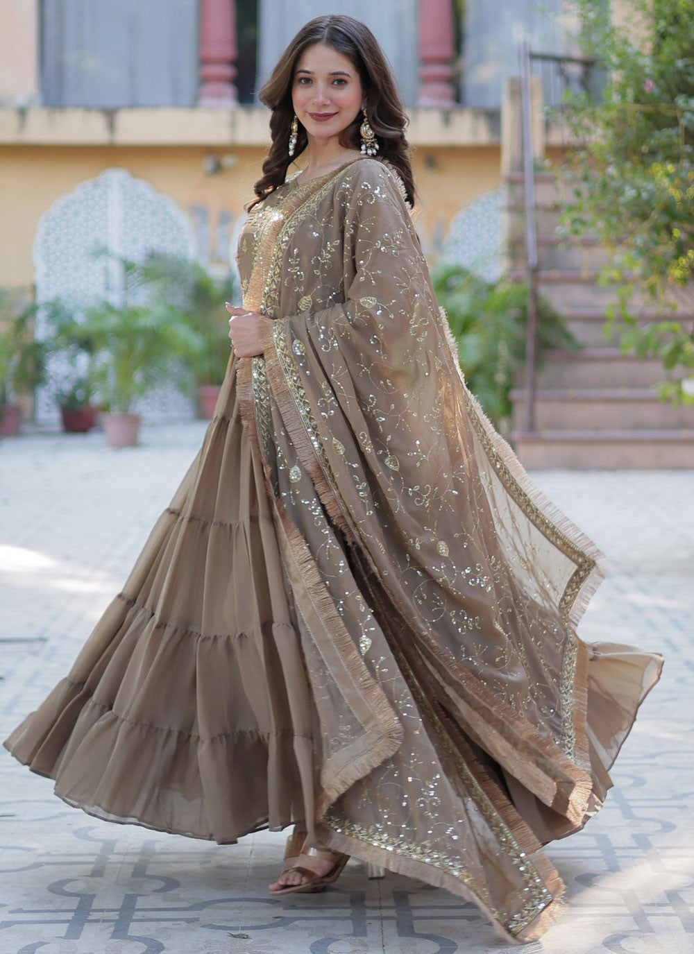Embroidered Georgette Gown - G1929