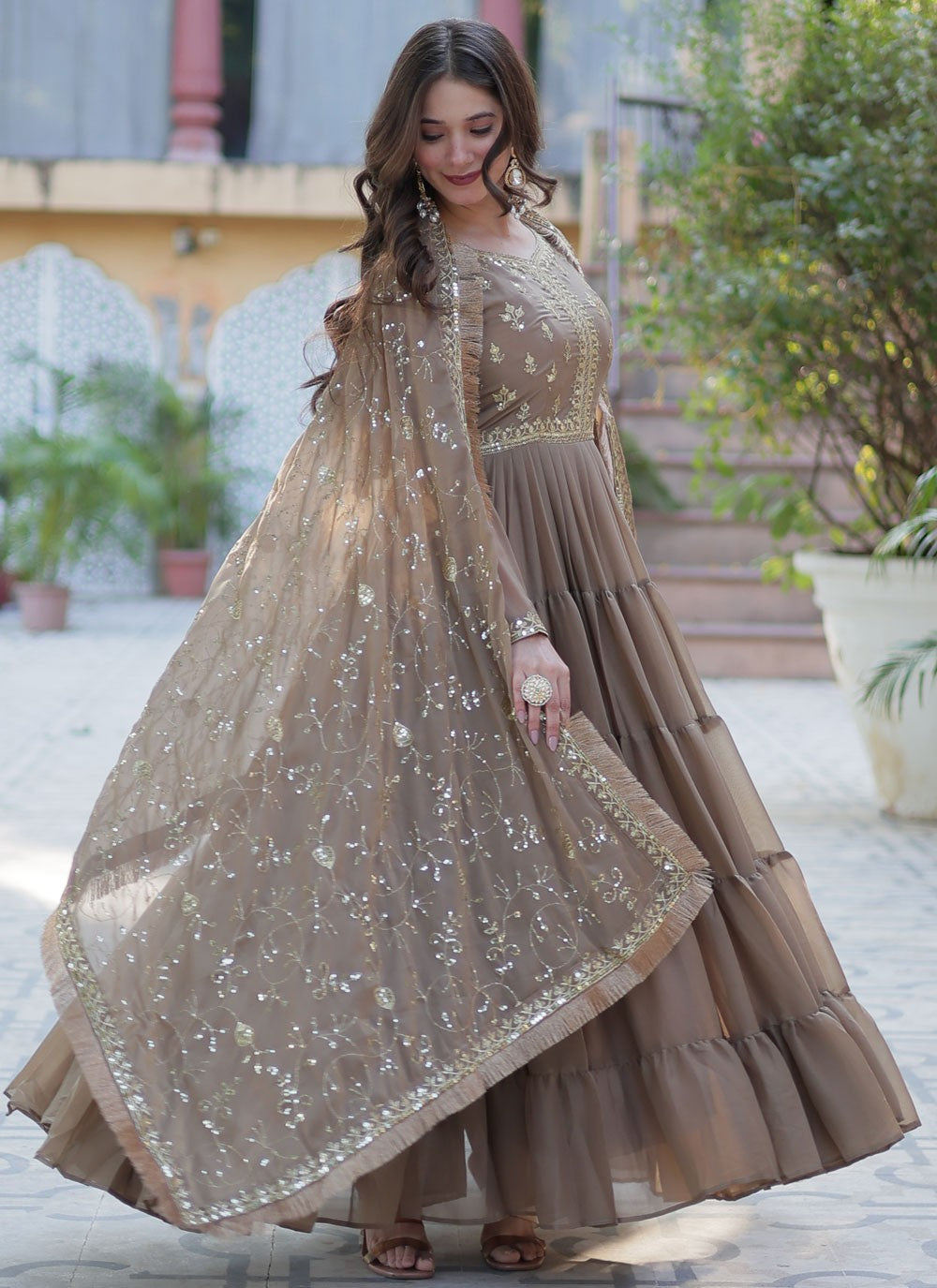 Embroidered Georgette Gown - G1929