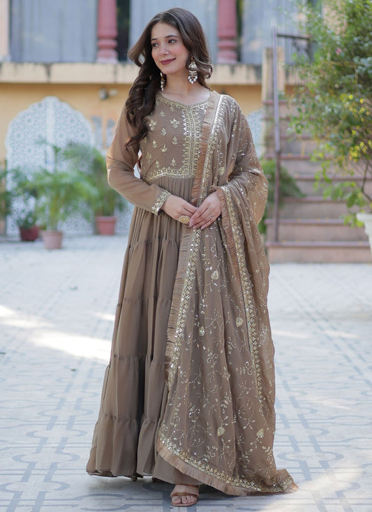 Embroidered Georgette Gown - G1929