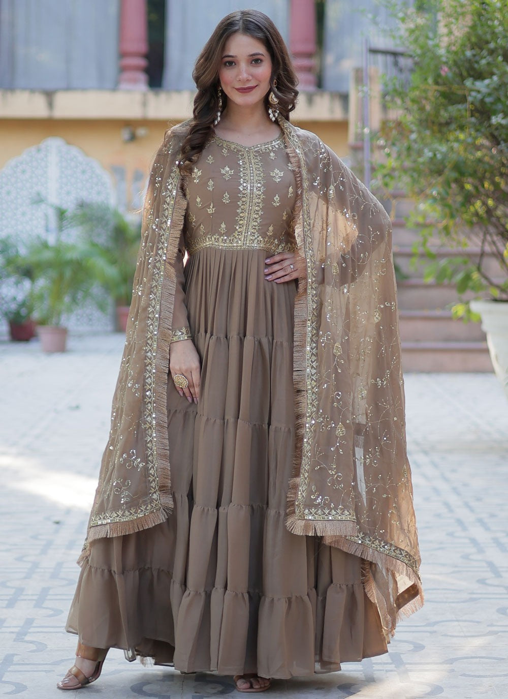 Embroidered Georgette Gown - G1929