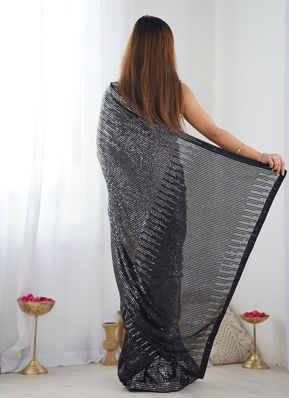 Classic Saree Embroidered Black Georgette Saree S12372
