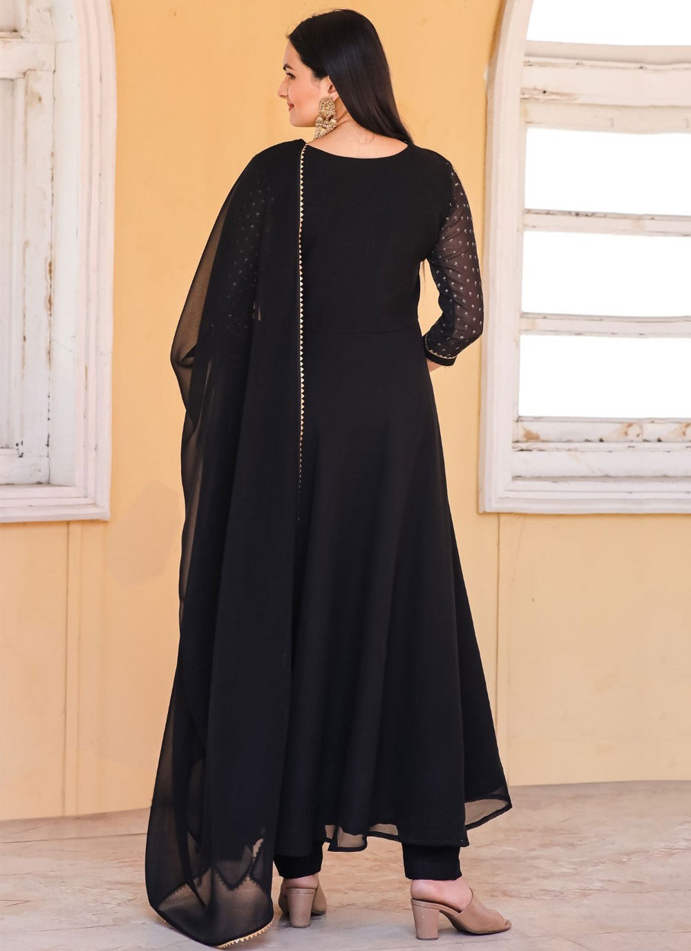 Border Work Satin Silk Gown - G1780
