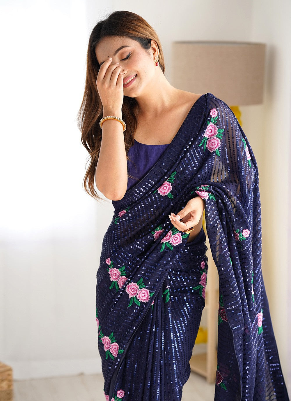 Classic Embroidered Georgette Saree - S8567