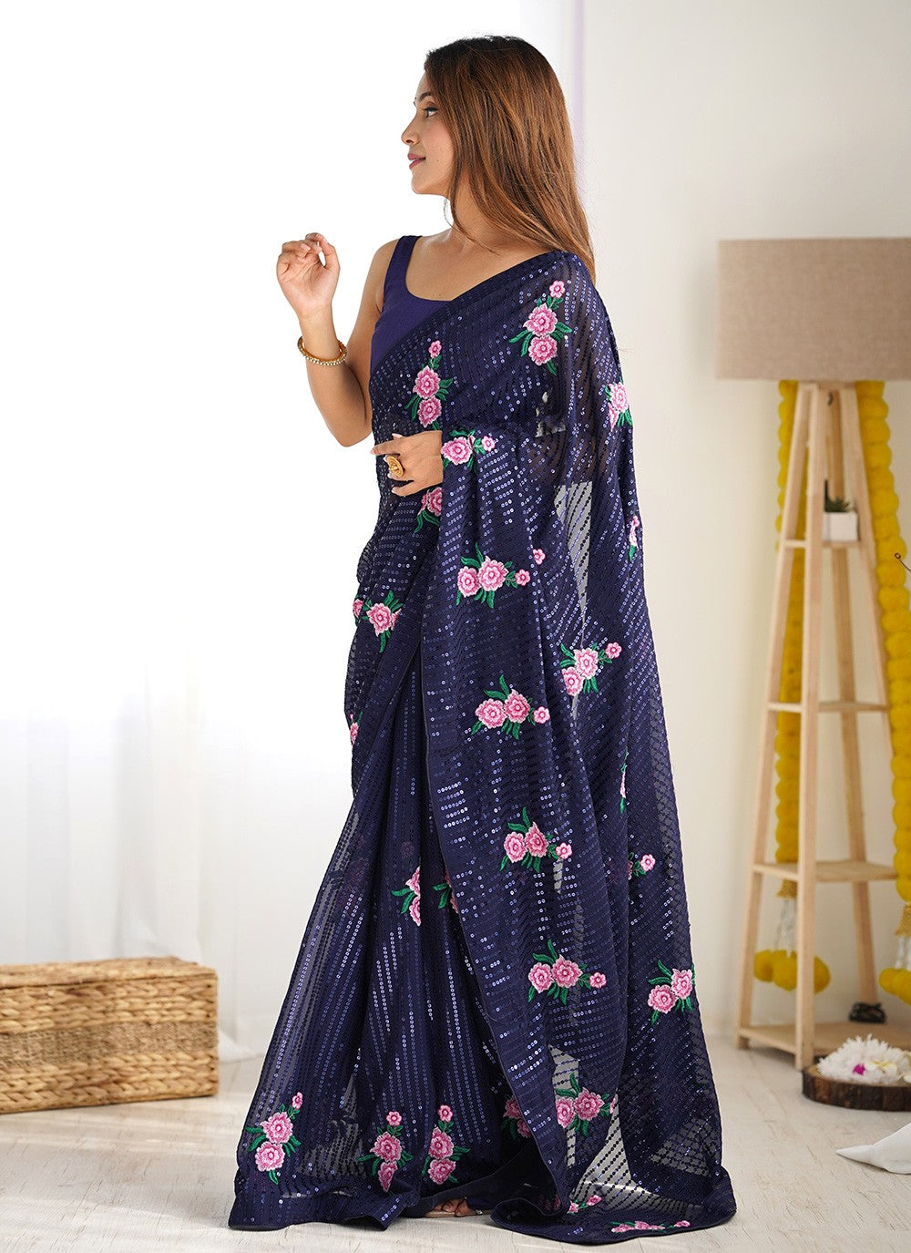 Classic Embroidered Georgette Saree - S8567