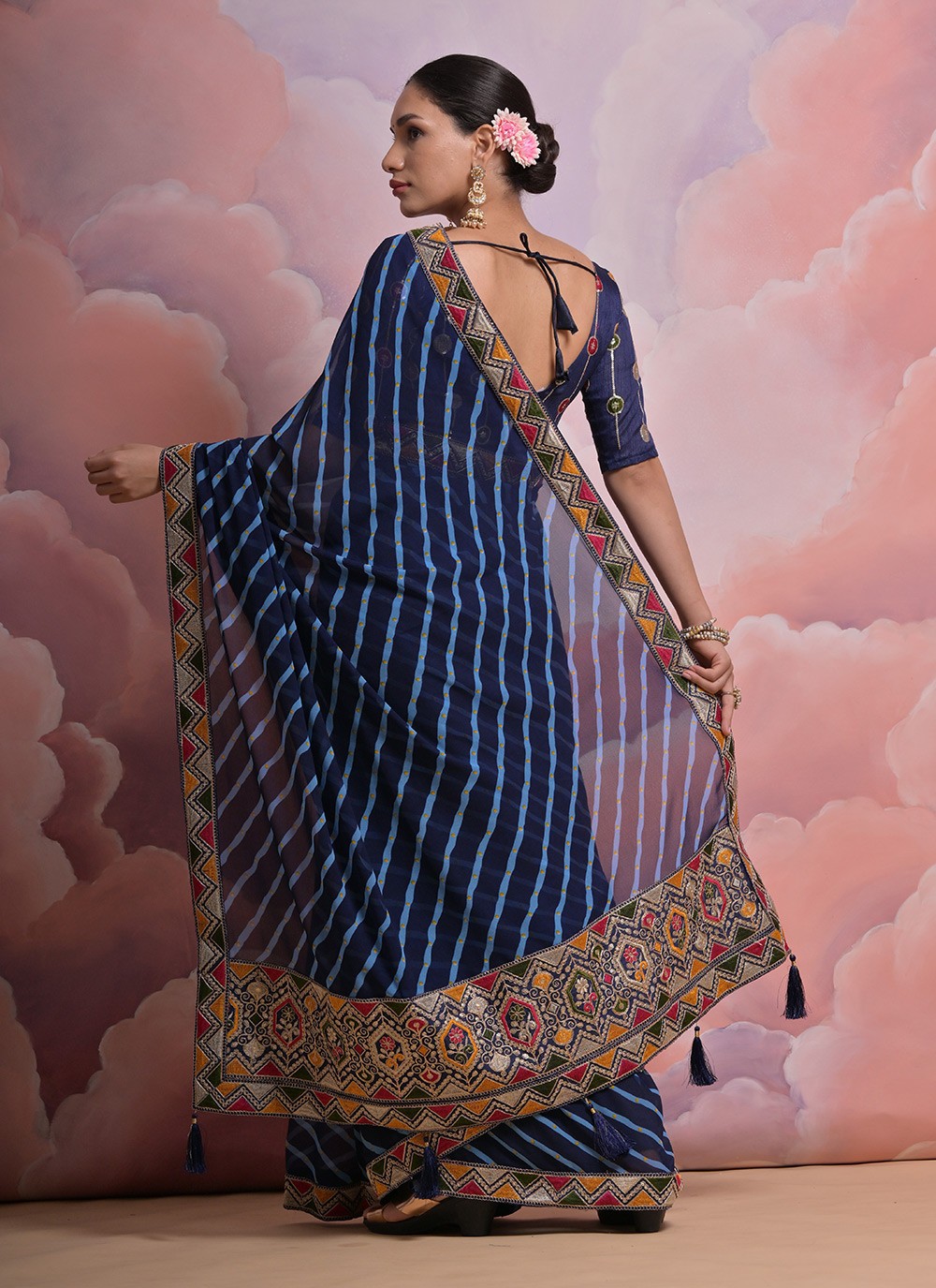 Trendy Border Work Georgette Saree - S4872
