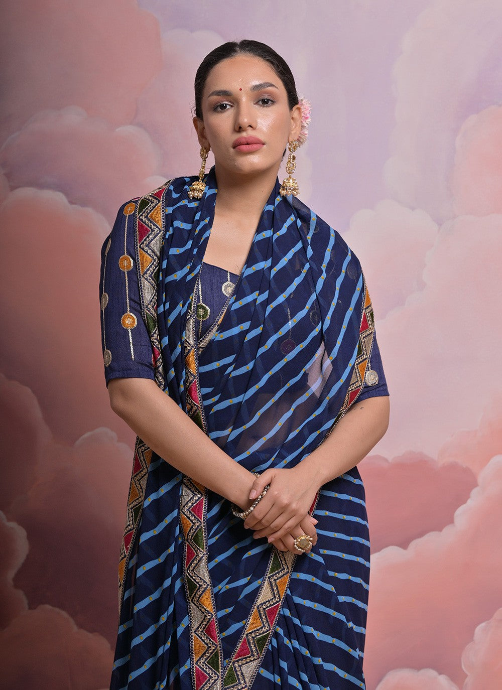 Trendy Border Work Georgette Saree - S4872