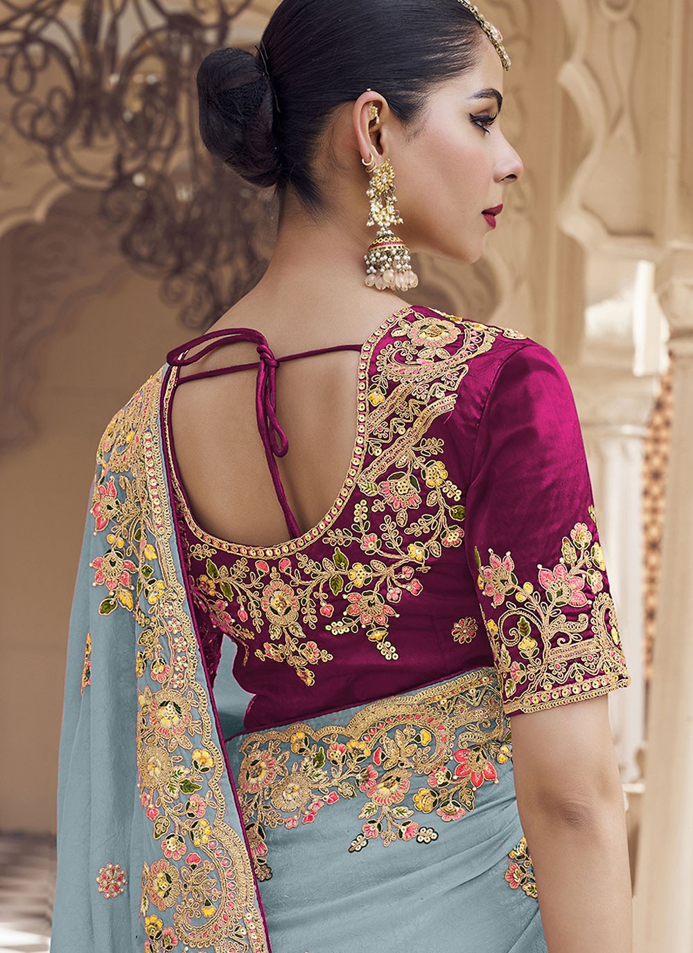 Cord Crush Blue Saree S14132