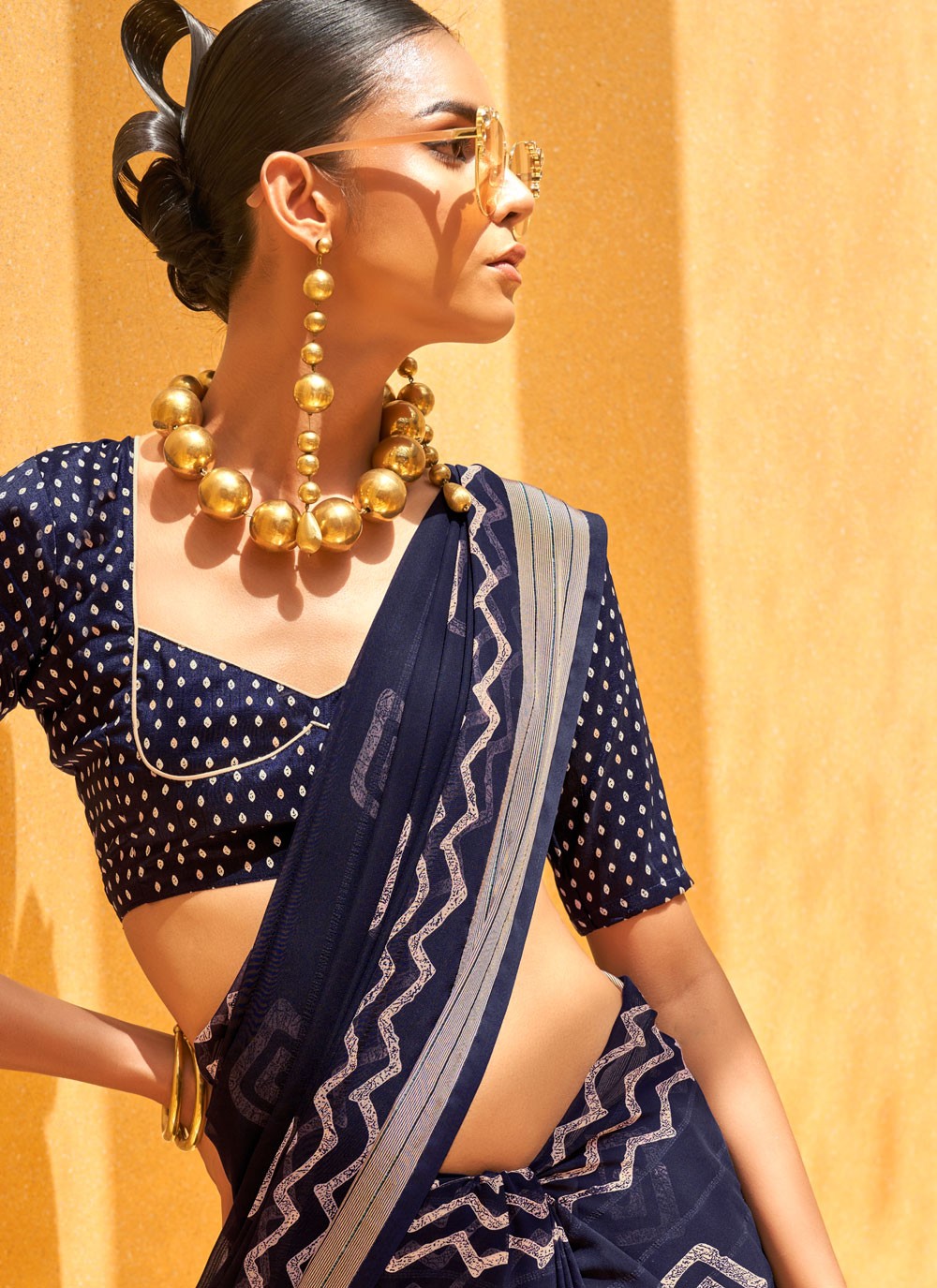Classic Foliage Prints Georgette Saree - S7929